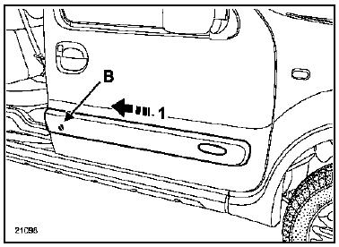 Dégager la baguette vers l'arrière du véhicule (1).
