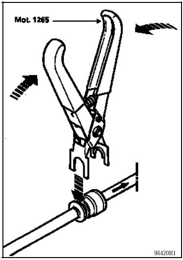 Déposer l’écrou (5) de fixation avec l’outil Mot. 1264 ou 1264-01 (débloquer